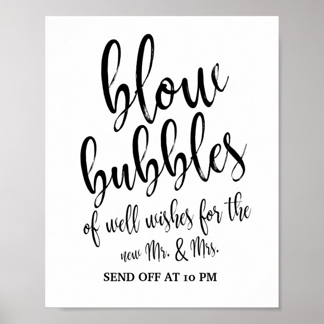 Poster Panneau Mariage 8x10 noir et blanc pour l'envoi de (Devant)