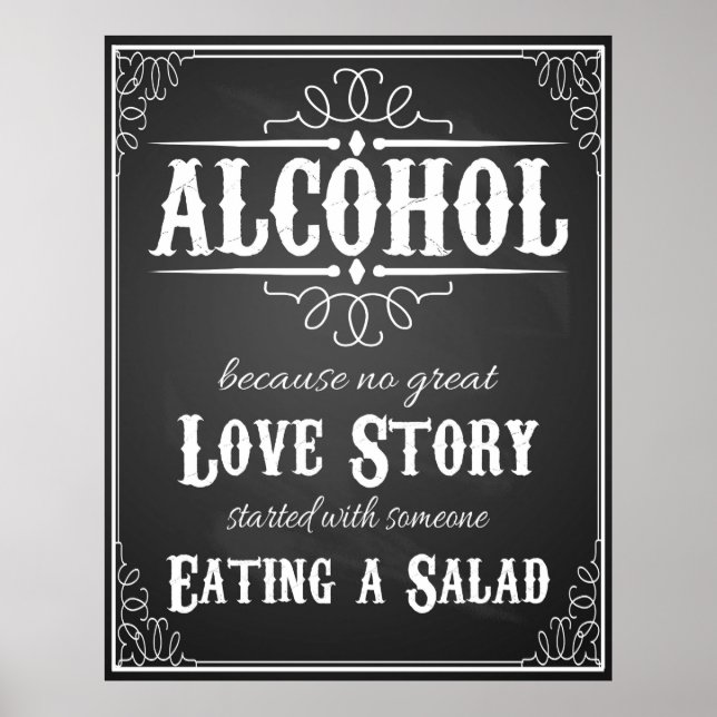Poster Panneau mariage Alcohol BLACKBOARD-CHALKBOARD (Devant)