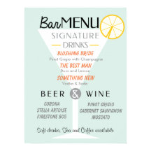 Panneau mariage Bar, signature cocktail, Boisson.
