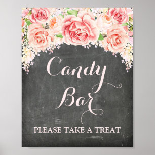 Poster Panneau Mariage Barre de bonbons Pink Watercolor C