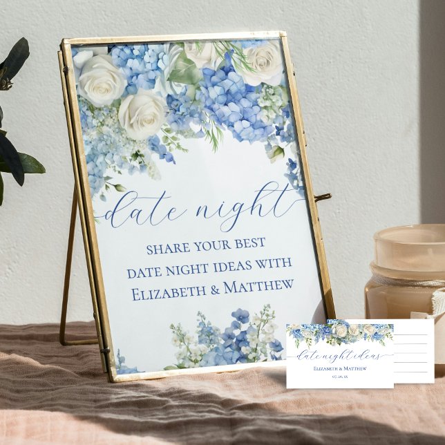 Poster Panneau Mariage Blue Hydrangea Date Jar Idées (Créateur téléchargé)