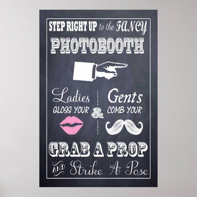 Poster Panneau Mariage Chalkboard Fancy Photobooth 20" x  (Devant)