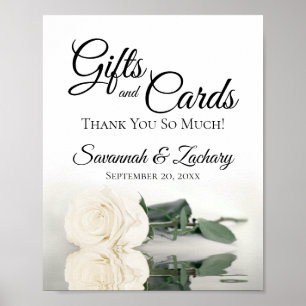Poster Panneau Mariage Chic blanc ivoire cadeaux et carte