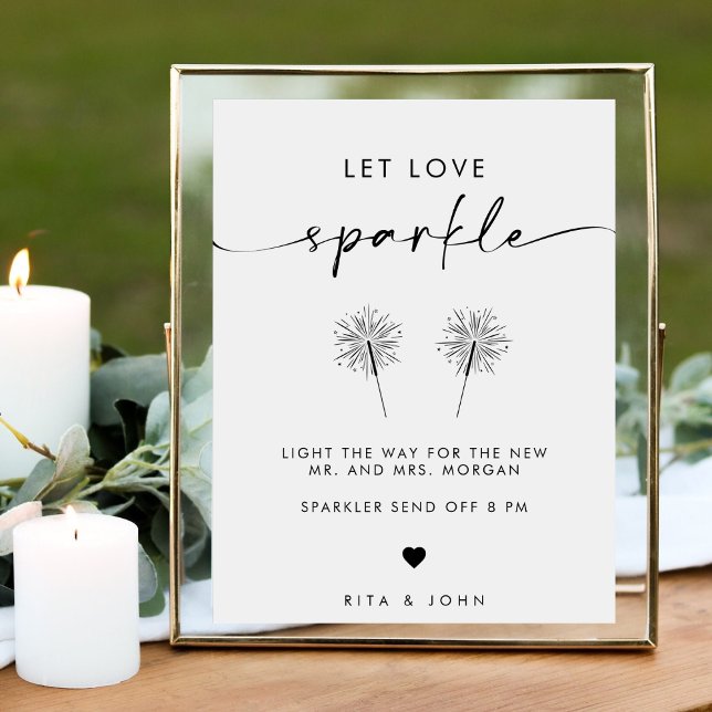 Poster Panneau Mariage Chic Modern Let Love Sparkle Sign (Créateur téléchargé)