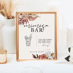 Poster Panneau Mariage crème Boho Floral Mimosa Bar
