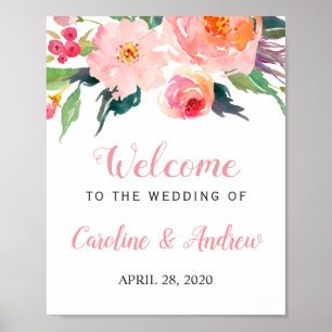 Poster Panneau Mariage d'accueil Floral CUST Watercolor