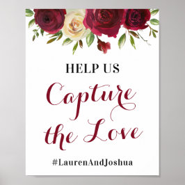 Poster Panneau Mariage de automne du Hashtag Marsala Capt