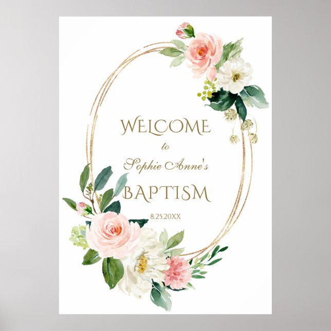 Poster Panneau Mariage de bienvenue à la crème floue Flor (Devant)