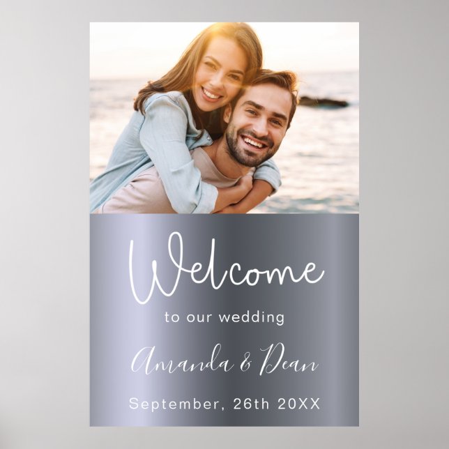 Poster Panneau mariage de bienvenue en argent (Devant)
