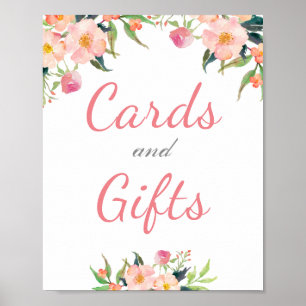Poster Panneau Mariage de cartes et cadeaux Floral Aquare