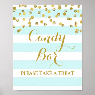 Poster Panneau Mariage de la barre de bonbons - Bleu Band