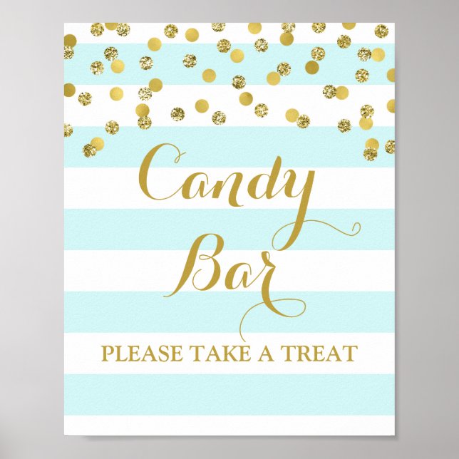 Poster Panneau Mariage de la barre de bonbons - Bleu Band (Devant)