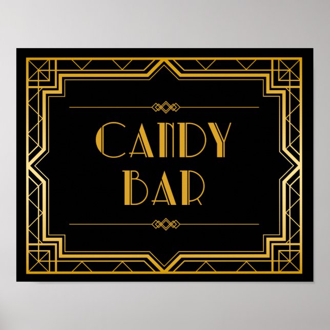 Poster Panneau Mariage de la barre de bonbons | Gatsby Ar (Devant)