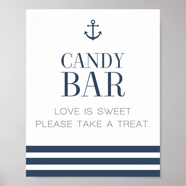 Poster Panneau Mariage de la barre de bonbons nautiques (Devant)