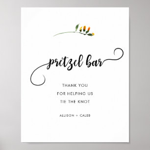 Poster Panneau mariage de la barre de bretzel Fleur sauva