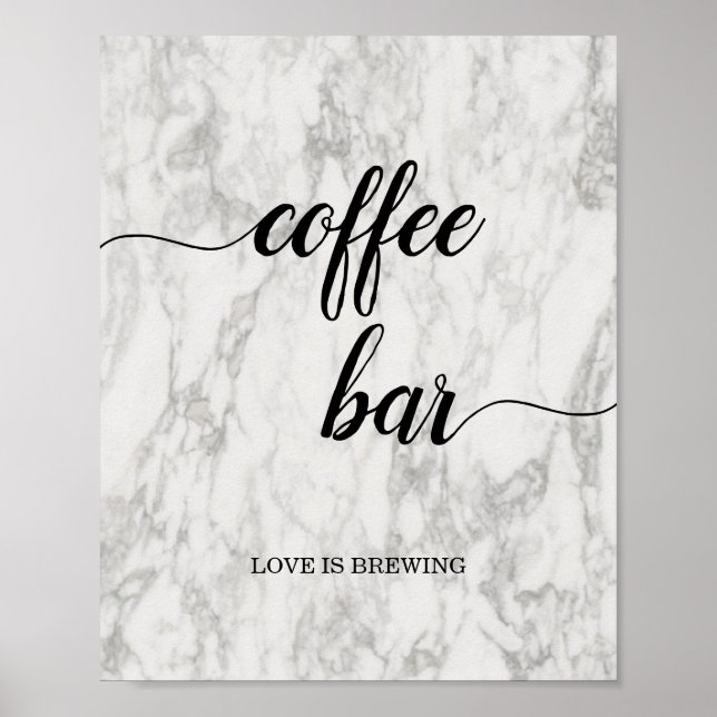 Poster Panneau Mariage de la barre de café en marbre (Devant)