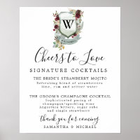 Panneau Mariage de la barre de cocktails Monogram 