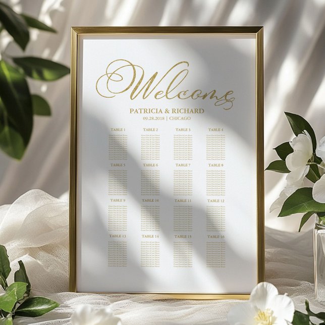 Poster Panneau mariage de la carte de siège Gold Foil (Créateur téléchargé)