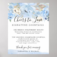 Panneau Mariage de la signature Florale Bleue Cock