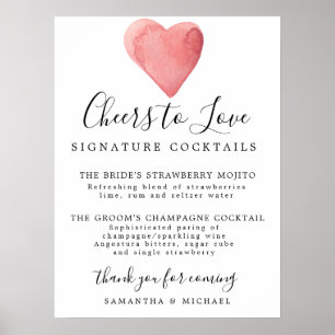 Poster Panneau Mariage de la signature Red Heart Cocktail