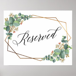 Poster Panneau Mariage de réservation Gold Frame Eucalypt