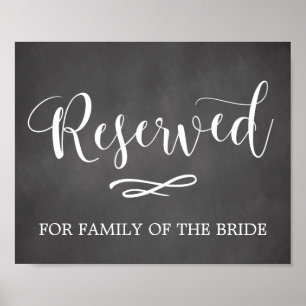 Poster Panneau Mariage de siège réservé Calligraphie simp