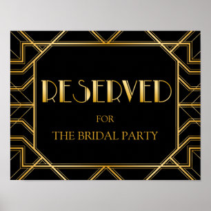 Poster Panneau Mariage de table réservée   Gatsby Art Déc