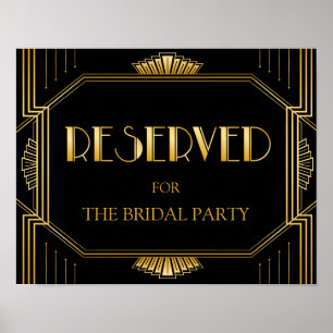 Poster Panneau Mariage de table réservée Gatsby Art Déc