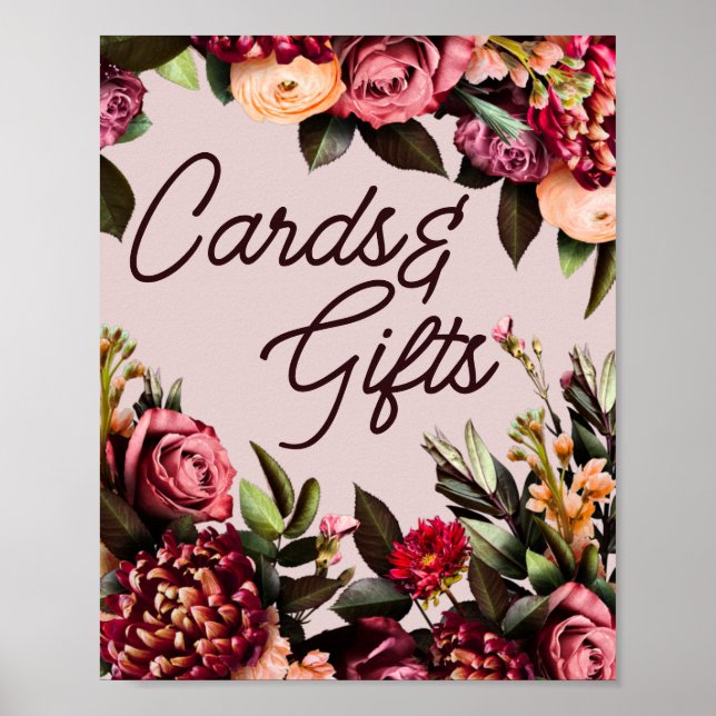 Poster Panneau Mariage des cartes et cadeaux floraux (Devant)