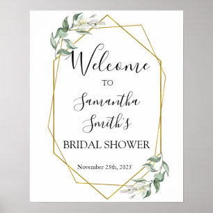 Poster Panneau mariage d'or de douche nuptiale bienvenue