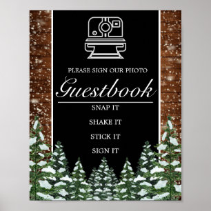 Poster Panneau Mariage du livre photo Black Snowy Wood &