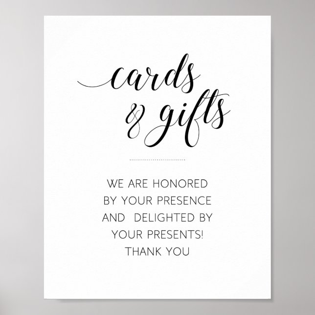 Poster Panneau Mariage élégant pour cartes et cadeaux (Devant)