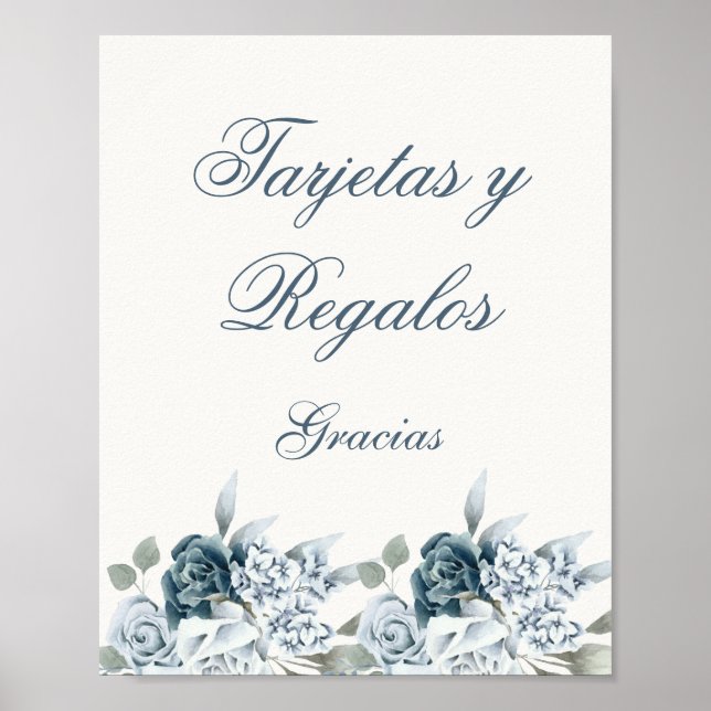 Poster Panneau mariage espagnol Floral Blue Cards and Gia (Devant)