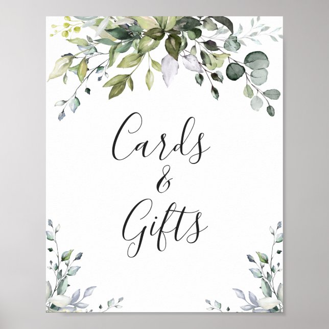 Poster Panneau Mariage Eucalyptus couleur Aquarelle (Devant)