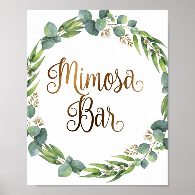 Poster Panneau mariage Eucalyptus pour barre de mimosa (Devant)
