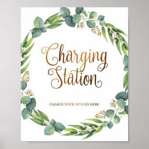 Poster Panneau mariage Eucalyptus pour station de recharg
