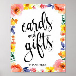 Poster Panneau Mariage floral 8x10 Cartes et cadeaux