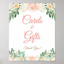 Panneau Mariage floral des cartes et des cadeaux