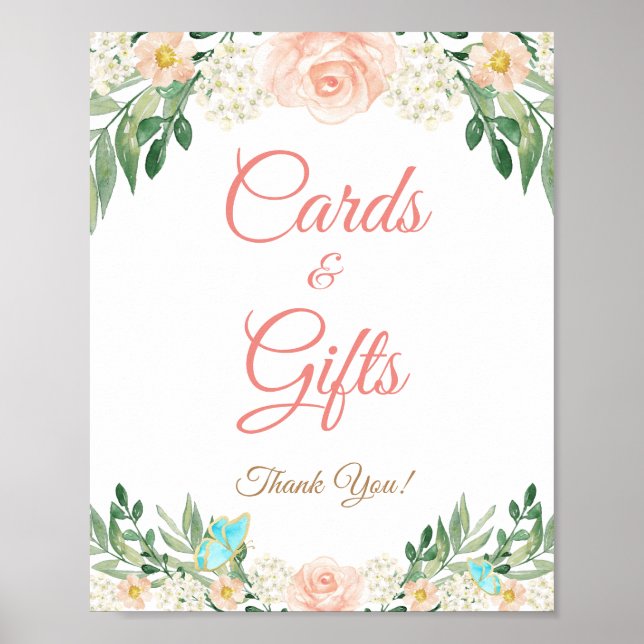 Poster Panneau Mariage floral des cartes et des cadeaux (Devant)