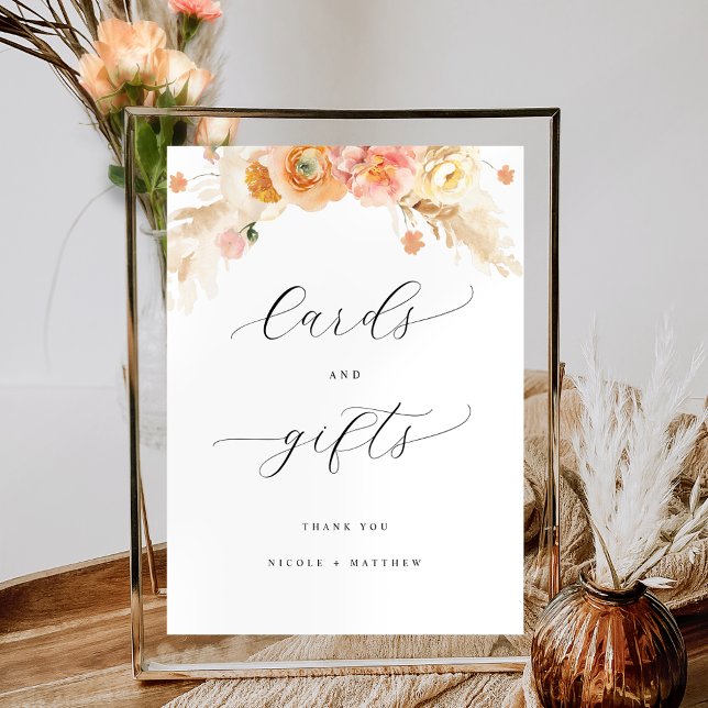 Poster Panneau Mariage floral Elegant Cartes et Cadeaux P (Créateur téléchargé)