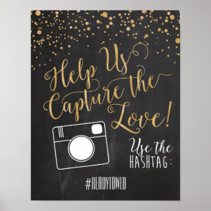 Poster Panneau mariage Hashtag