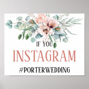Poster Panneau Mariage Instagram rose et ivoire
