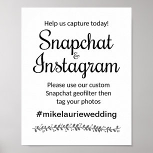 Poster Panneau Mariage Instagram Snapchat - Rochester