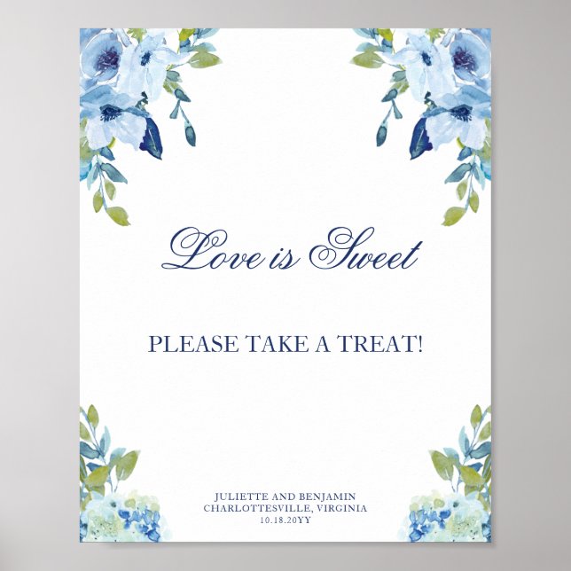Poster Panneau Mariage Juliette Dusty Blue Dessert Bar (Devant)