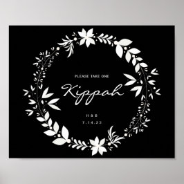 Poster Panneau Mariage Kippah personnalisable, Po blanc e