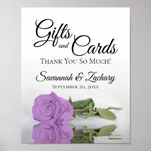 Poster Panneau Mariage Lilac Purple Rose Cadeaux et Carte