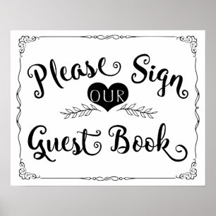 Poster Panneau mariage "Livre d'invité" couleur personnal