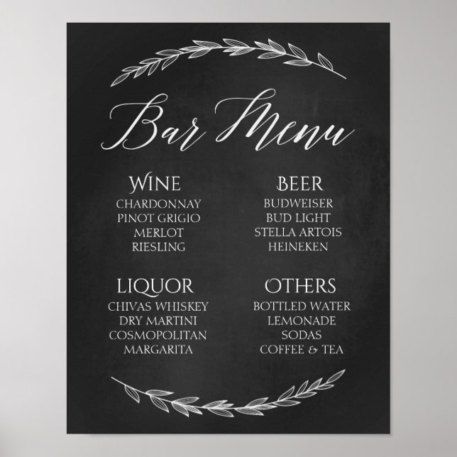 Poster Panneau mariage - Menu Barre - Panneau de signalis (Devant)