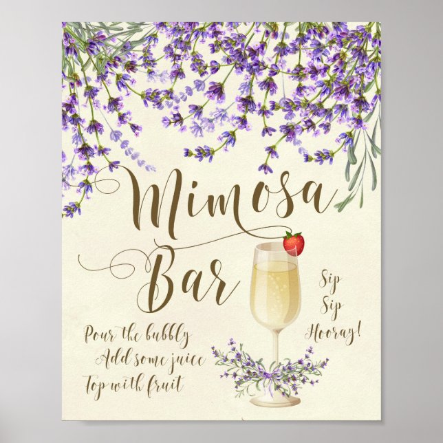 Poster Panneau Mariage Mimosa Bar Lilac lavande violette (Devant)