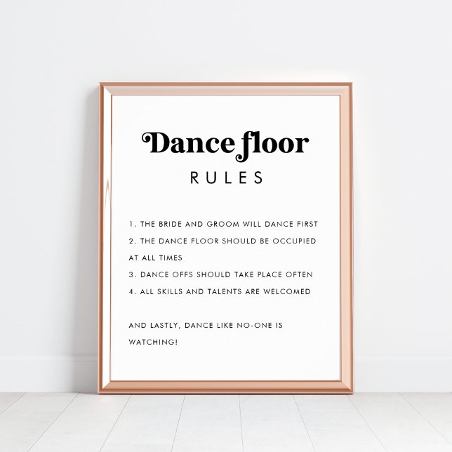 Poster Panneau Mariage minimaliste Retro Dance Floor Rule (Créateur téléchargé)